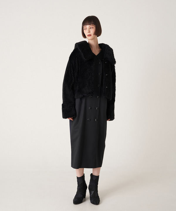 DOUBLE FRONT FUR JACKET 詳細画像 BLACK 8