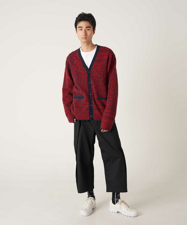 PATCHWORK NORDIC KNIT CARDIGAN 詳細画像 RED 10
