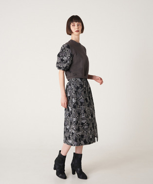 PATCHWORK JACQUARD CROPPED TOP 詳細画像