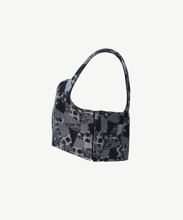 PATCHWORK JACQUARD BUSTIER 詳細画像 GRAY 2