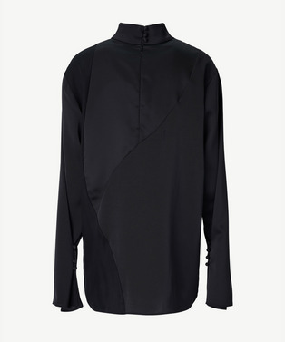 CURVED PATCHWORK SATIN BLOUSE 詳細画像