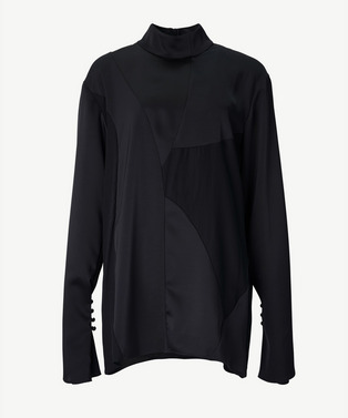 CURVED PATCHWORK SATIN BLOUSE 詳細画像
