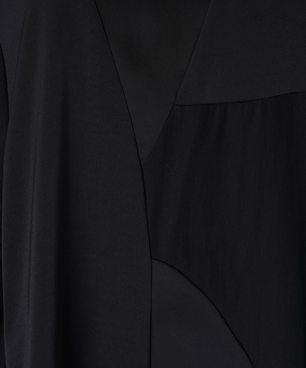 CURVED PATCHWORK SATIN BLOUSE 詳細画像 BLACK 6
