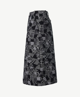 PATCHWORK JACQUARD TUCKED SKIRT 詳細画像
