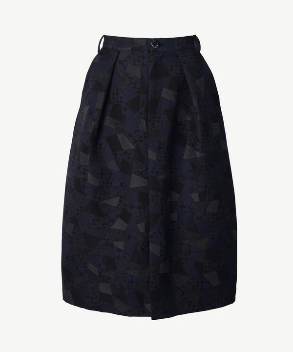 PATCHWORK JACQUARD TUCKED SKIRT 詳細画像 NAVY 1