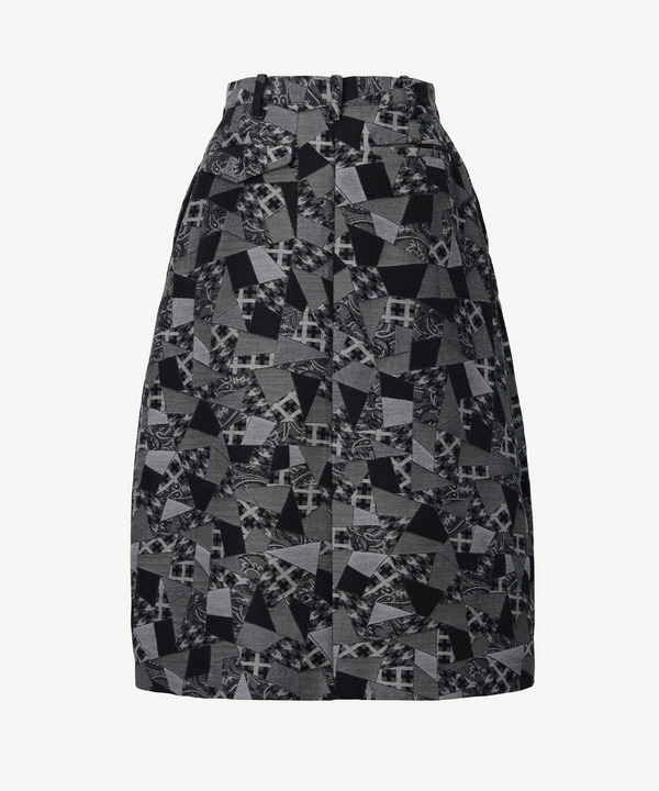 PATCHWORK JACQUARD TUCKED SKIRT 詳細画像 GRAY 3