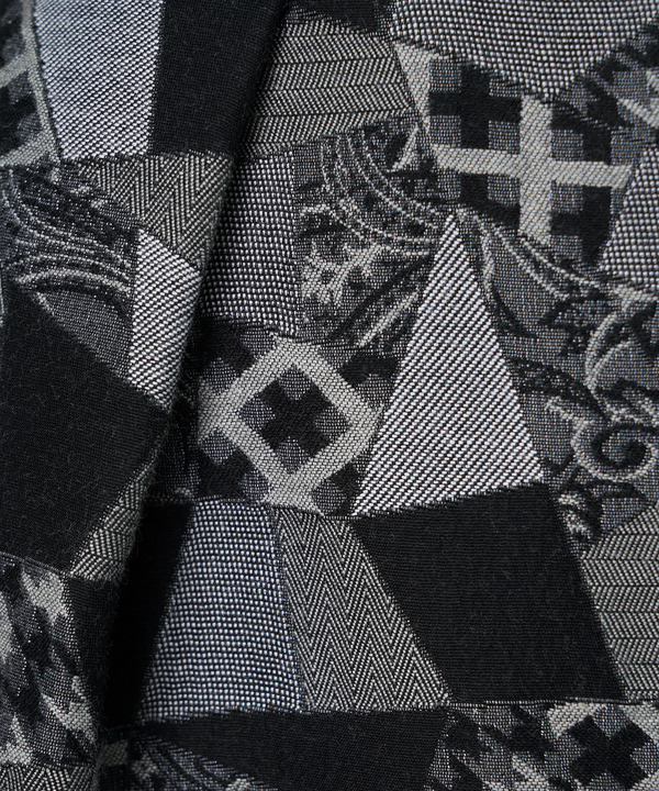 PATCHWORK JACQUARD TUCKED SKIRT 詳細画像 GRAY 4