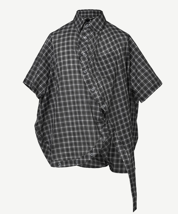 BALL HALF SLEEVE SHIRT(CHECK) 詳細画像 BLACK 1