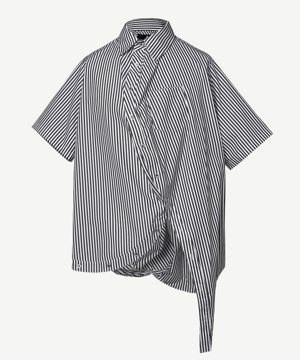BALL HALF SLEEVE SHIRT(STRIPE) 詳細画像 BLACK 1