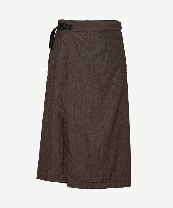 WRAP ASYMMETRY NYLON SHORTS 詳細画像 BROWN 1