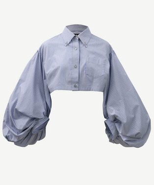 VOLUME POWER SLEEVE CROPPED SHIRT