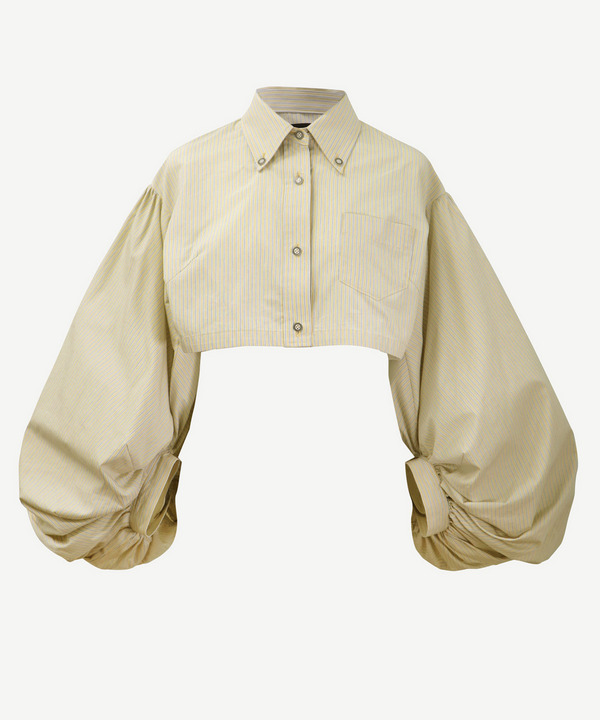 VOLUME POWER SLEEVE CROPPED SHIRT 詳細画像 YELLOW 1