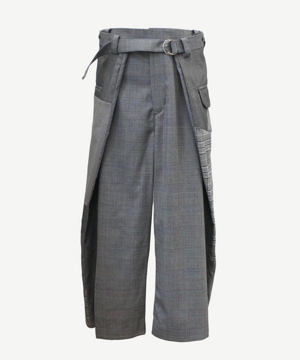 WRAP PATCHWORK POLYESTER SLACKS 詳細画像 BLACK 4